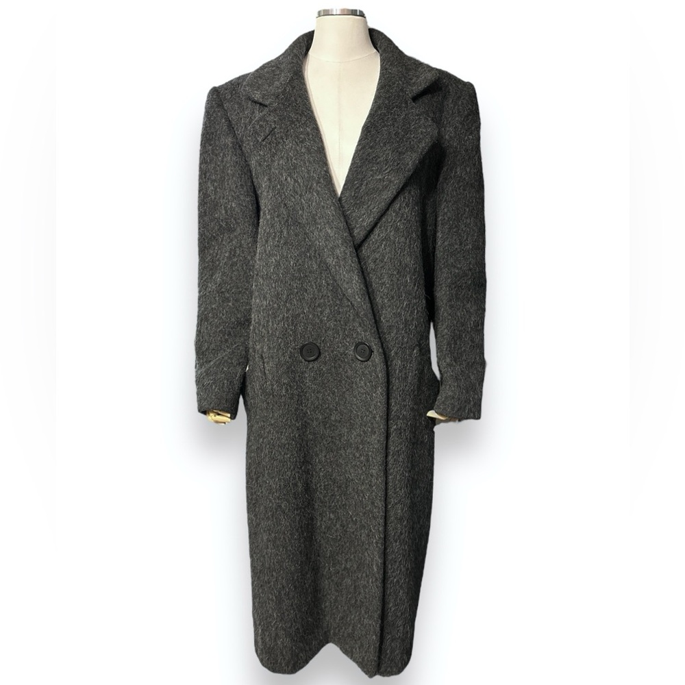 J. G. HOOK Charcoal Grey Alpaca Blend Long Wool Car Coat